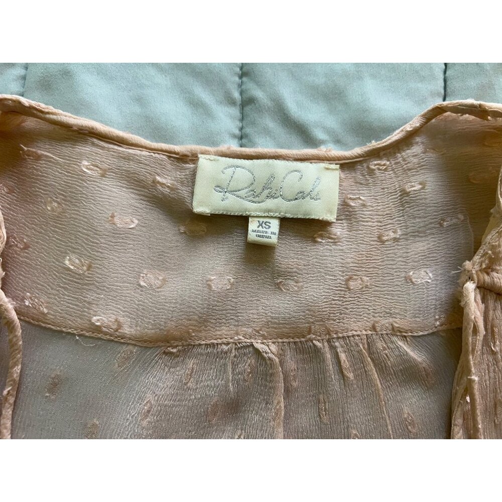 Rahi Cali Sheer Peasant Top Womens 100% VISCOSE Size XS Boho Lace Trim Blouse Ro - Picture 11 of 13